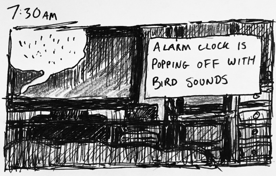 alarm clock is popping off with bird sounds